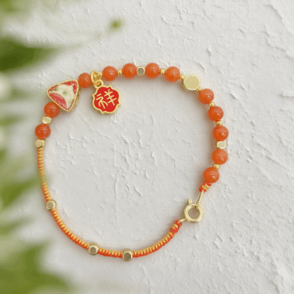 Bead Bracelet: Peach Blossom Fox H024