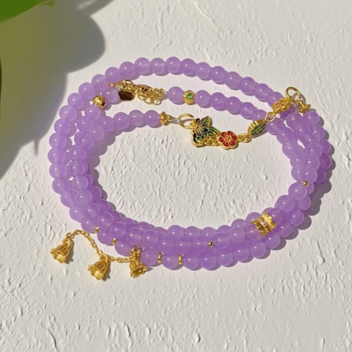 Bracelet: Nine Purple Fire Peach Blossom Talisman (108 beads) H146 - Image 1