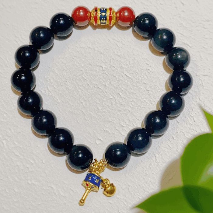 Bracelet: Obsidian Six-Syllable Mantra H152 - Image 1