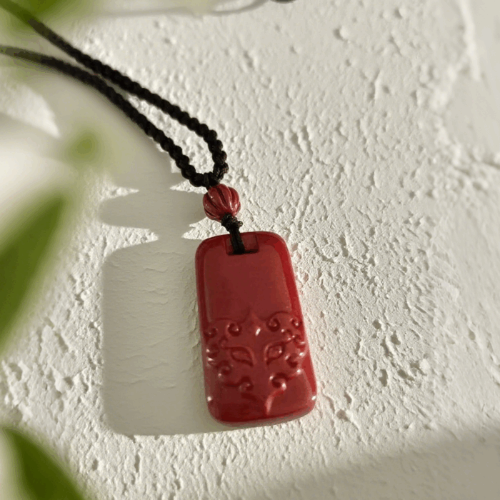 Pendant-Necklace-Cinnabar-Auspicious-Beast-H112 Pendant Necklace: Cinnabar Auspicious Beast H112 - Image 1