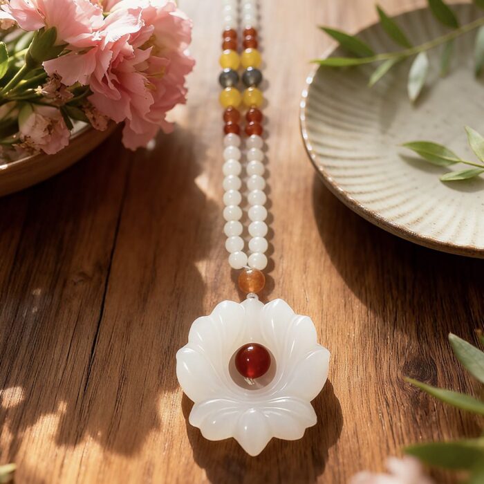 White Lotus Multi-Gem Necklace D153 - Image 1