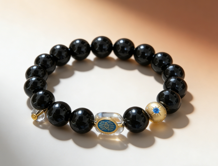 Gold & Silver Obsidian Fortune Gathering Bracelet C01 - Image 1