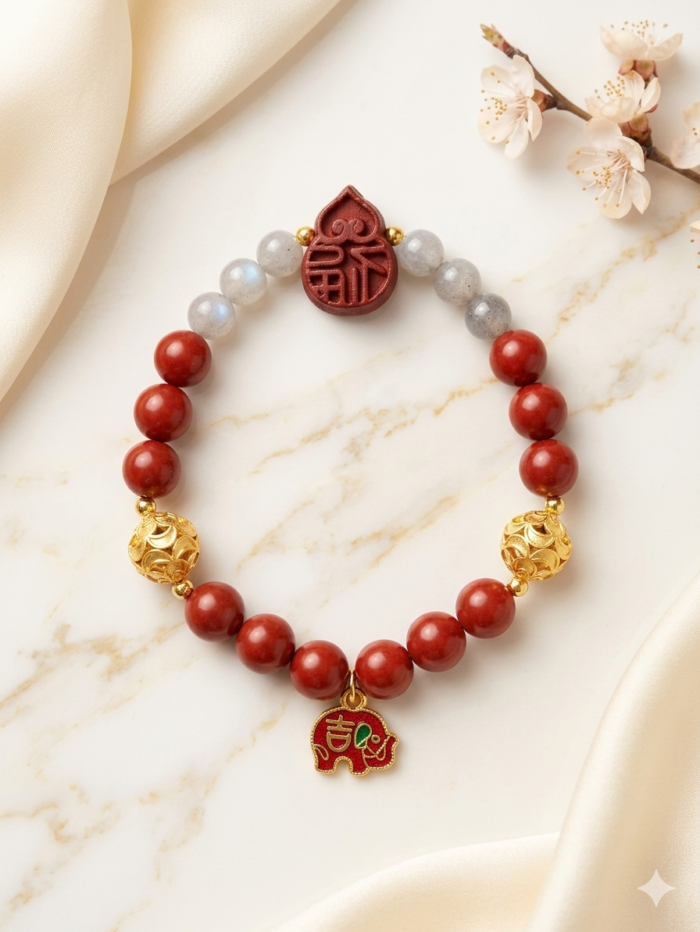 福牌吉象 D6 The Auspicious Elephant & Fortune Plaque Bracelet - Image 1